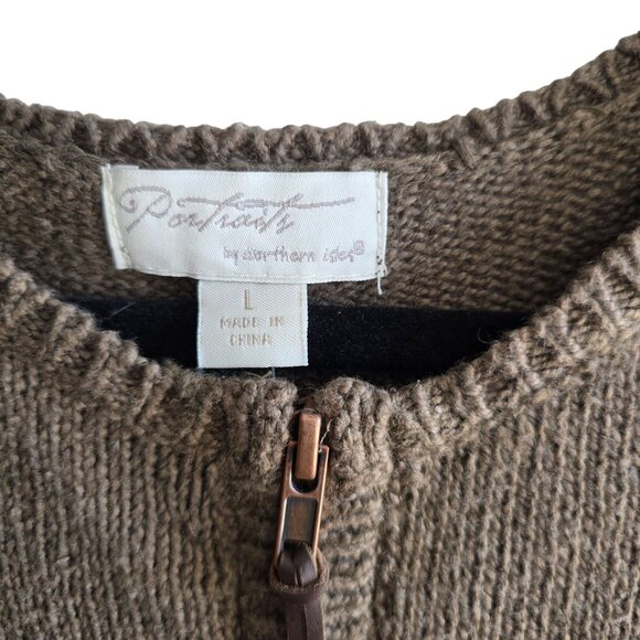 Embroidered Chocolate Brown Cardigan Large Fall Leaves Cottagecore Rustic New - Picture 3 of 9